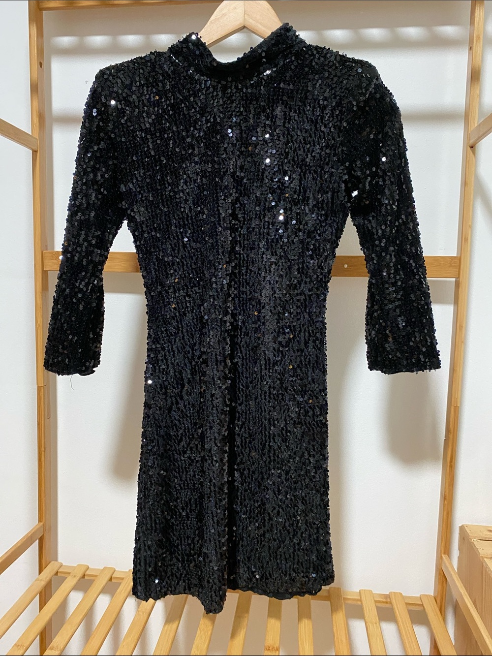 Zara Black Sequin Three-Quarter Sleeve Jacket